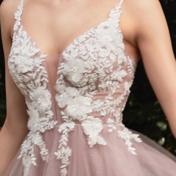 new Mauve color PROM PARTY FORMAL EVENING LONG MAXI FLORAL A-LINE GOWN CD075 - Picture 6 of 9